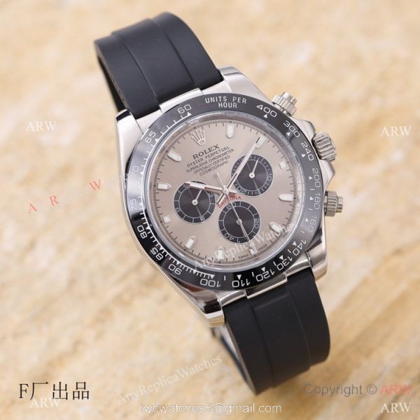 Swiss Quality Replica Rolex Daytona 43mm Watch Rhodium Gray Oysterflex Rubber Strap Swiss Quality Replica Rolex Daytona 43mm Watch Rhodium Gray Oysterflex Rubber Strap