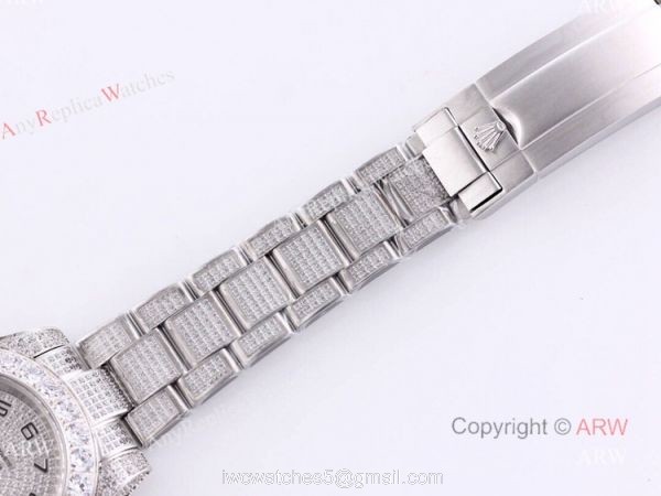 Replica Rolex Submariner 116610 Silver Diamond Iced Out Watch 40mm Replica Rolex Submariner 116610 Silver Diamond Iced Out Watch 40mm