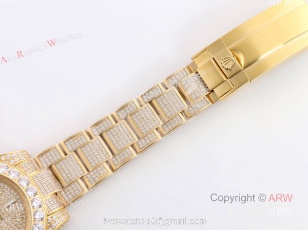 Iced Out Rolex Submariner 116610 All Gold Replica Watches For Men Iced Out Rolex Submariner 116610 All Gold Replica Watches For Men