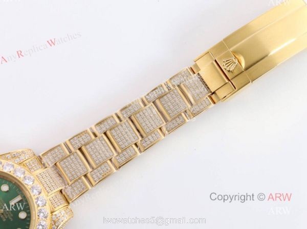 Gold Rolex Submariner Clone Green Dial Diamond Watch 11610 Gold Rolex Submariner Clone Green Dial Diamond Watch 11610