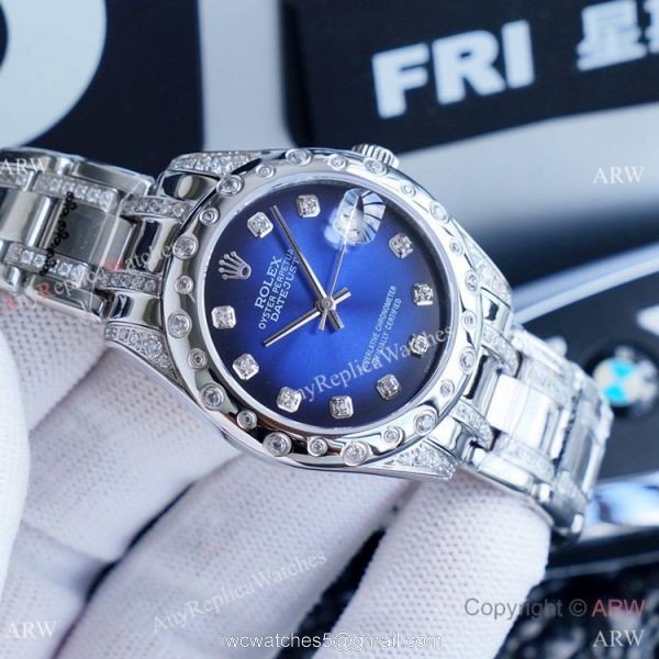 Rolex Lady Masterpiece Stainless Steel Blue Diamond Dial Watches 34mm Clone Rolex Datejust Watch Rolex Lady Masterpiece Stainless Steel Blue Diamond Dial Watches 34mm Clone Rolex Datejust Watch