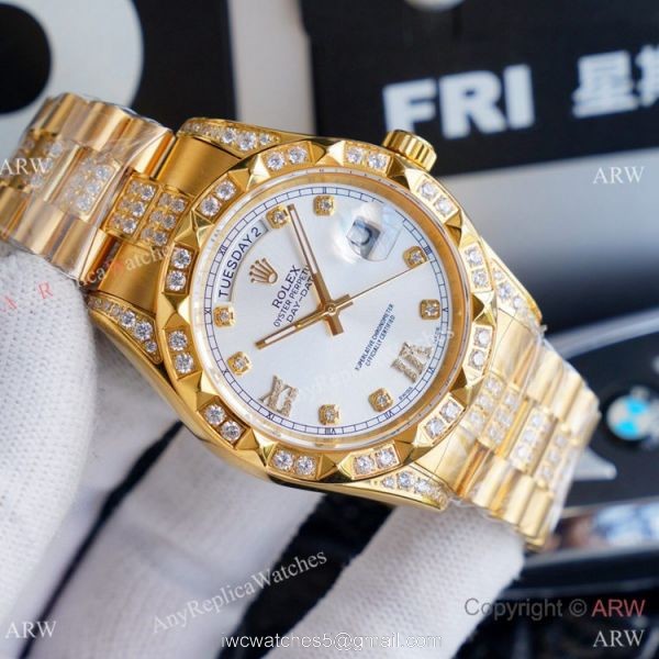 High Quality Rolex Day Date II Gold Iced Out Presidential Watches 41mm High Quality Rolex Day Date II Gold Iced Out Presidential Watches 41mm