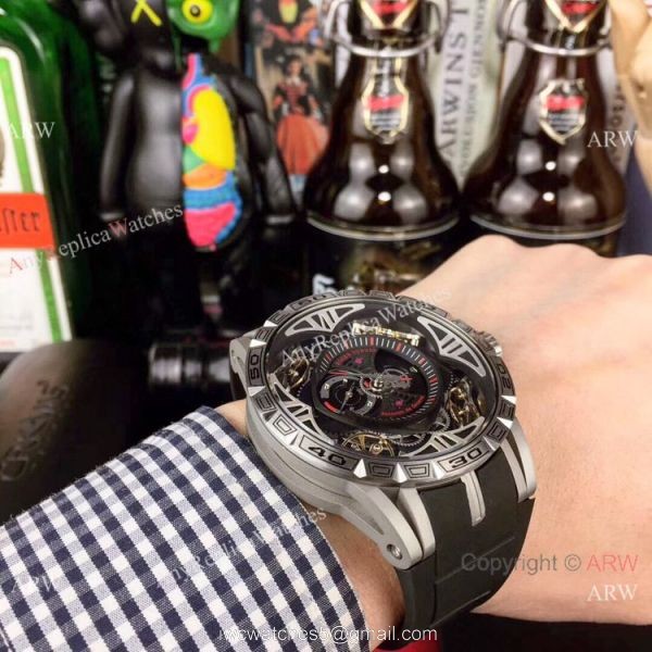 Copy Roger Dubuis Excalibur Quatuor Watches SS Black Face Copy Roger Dubuis Excalibur Quatuor Watches SS Black Face