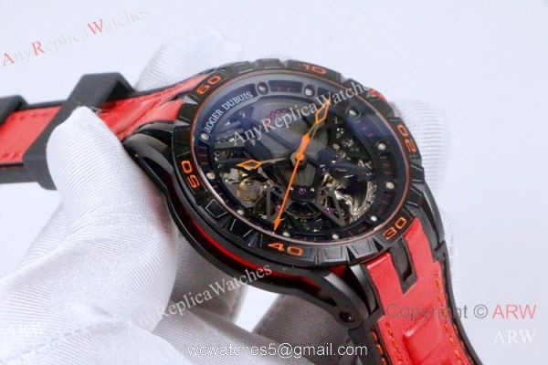 AAA Replica Roger Dubuis Excalibur Aventador S Black and Red Watches 46mm AAA Replica Roger Dubuis Excalibur Aventador S Black and Red Watches 46mm