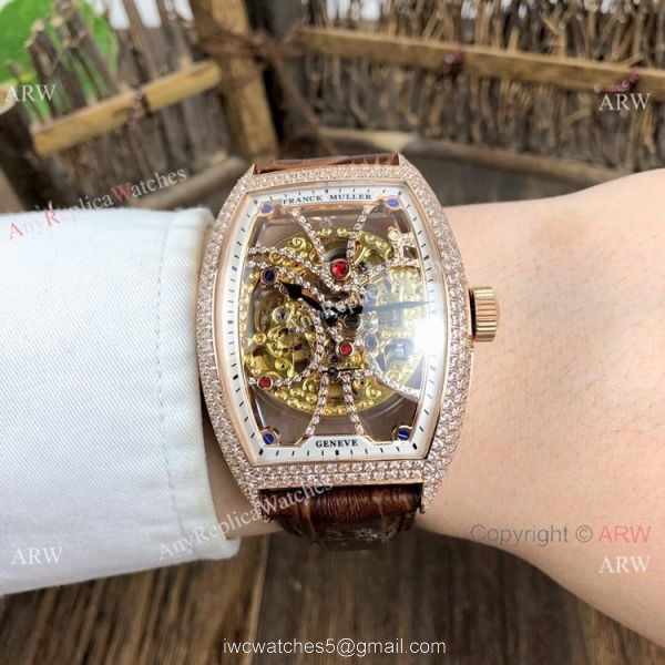 Franck Muller Cintree Curvex Skeleton Rose Gold Diamond Watches Best Replica Franck Muller Cintree Curvex Skeleton Rose Gold Diamond Watches Best Replica