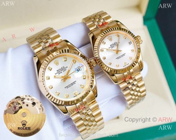 Replica Rolex Datejust Gold White Face Watches 36mm and 31mm Replica Rolex Datejust Gold White Face Watches 36mm and 31mm