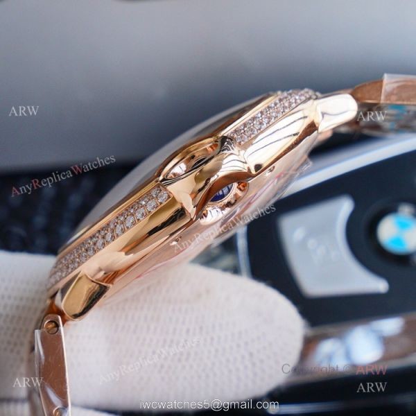 1:1 Copy Rose Gold Cartier Ballon Bleu Replica Full Diamond Watch 42mm 1:1 Copy Rose Gold Cartier Ballon Bleu Replica Full Diamond Watch 42mm