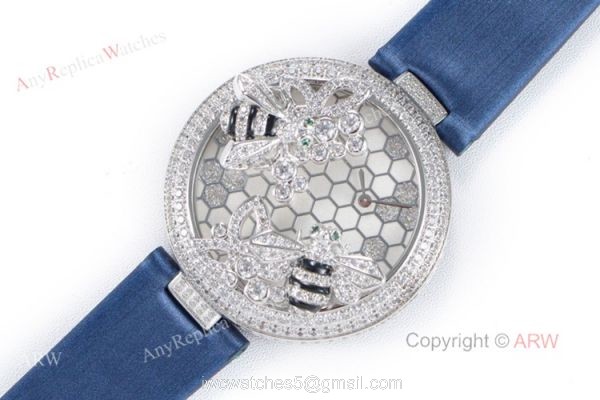 Replica Cartier Bees Decor Swiss Quartz Watch With Cartier Blue Leather Band Replica Cartier Bees Decor Swiss Quartz Watch With Cartier Blue Leather Band