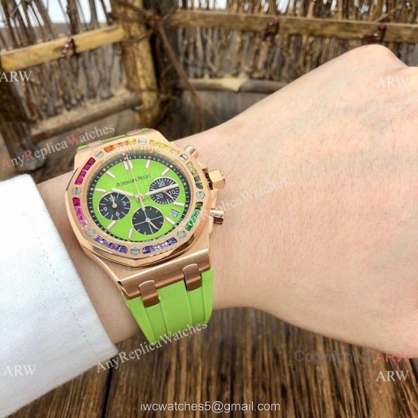 Women Audemars Piguet Royal Oak Offshore Watches Rainbow Bezel Green Dial Women Audemars Piguet Royal Oak Offshore Watches Rainbow Bezel Green Dial