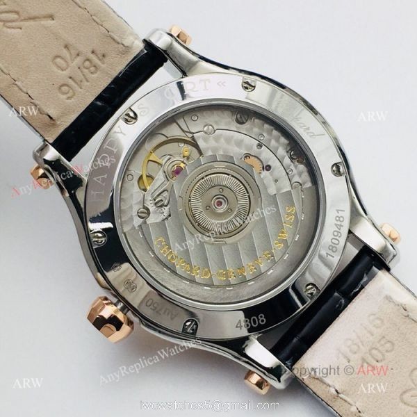 Swiss Replica Chopard Happy Sport 36mm Rose Gold Diamond Ladies Watch Swiss Replica Chopard Happy Sport 36mm Rose Gold Diamond Ladies Watch