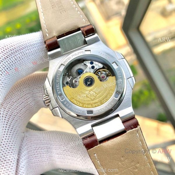 Copy Patek Philippe Nautilus White Face Annual Calendar Watch Brown Leather Strap Copy Patek Philippe Nautilus White Face Annual Calendar Watch Brown Leather Strap