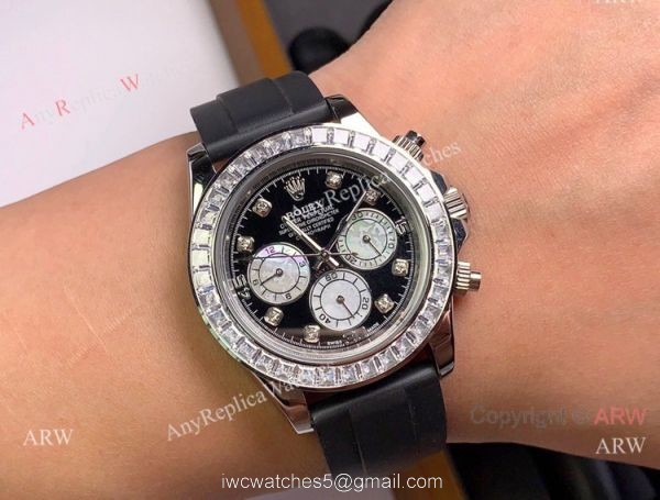 Copy Rolex Daytona Diamond Watch SS Oysterflex Rubber Band Copy Rolex Daytona Diamond Watch SS Oysterflex Rubber Band