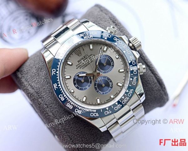 Copy Rolex Daytona Stainless Steel Watch Gray and Blue Dial Copy Rolex Daytona Stainless Steel Watch Gray and Blue Dial