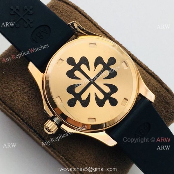 PFF Swiss Patek Philippe Aquanaut Luce Quartz Watch Rose Gold Black Dial PFF Swiss Patek Philippe Aquanaut Luce Quartz Watch Rose Gold Black Dial