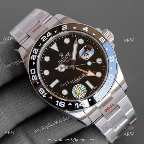 Hot Sale Rolex Explorer ii Ceramic Bezel Black Face Swiss 2836 GMT Watch Replica Hot Sale Rolex Explorer ii Ceramic Bezel Black Face Swiss 2836 GMT Watch Replica