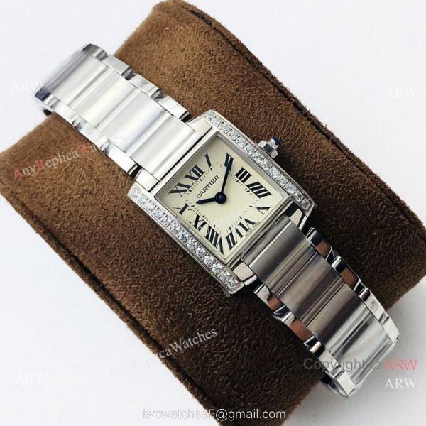 Super Clone Cartier Tank Francaise Cream Dial Diamond bezel Watch Quartz Super Clone Cartier Tank Francaise Cream Dial Diamond bezel Watch Quartz