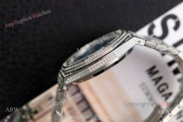 15400 Audemars Piguet Royal Oak 41mm Silver Iced Out Black Dial Copy Watch Swiss 3120 15400 Audemars Piguet Royal Oak 41mm Silver Iced Out Black Dial Copy Watch Swiss 3120