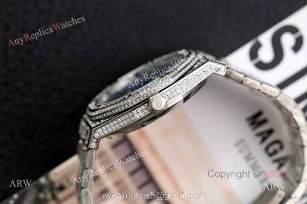 Iced Out Audemars Piguet 15400 Blue Dial Swiss 3120 Replica Watches 41mm Iced Out Audemars Piguet 15400 Blue Dial Swiss 3120 Replica Watches 41mm
