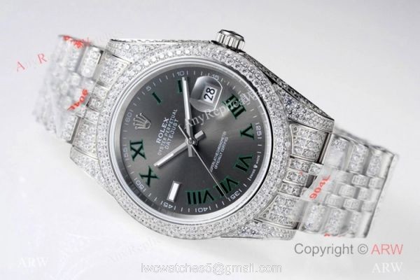 TW Factory Rolex Datejust Iced Out Watches Gray Dial Diamonds Silver Case TW Factory Rolex Datejust Iced Out Watches Gray Dial Diamonds Silver Case