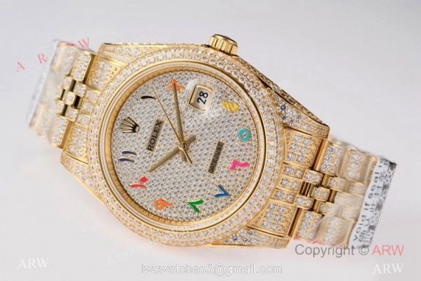 TW Factory Rolex Iced Out Datejust Watches Diamonds Gold Case 41mm TW Factory Rolex Iced Out Datejust Watches Diamonds Gold Case 41mm