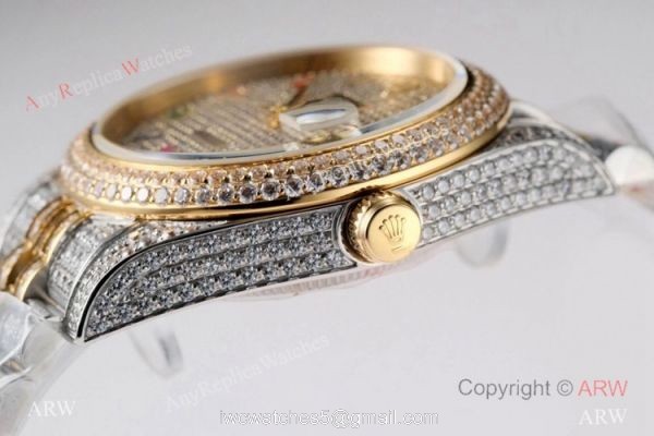 TW Factory Swiss Grade Rolex Datejust 41 Watches 2-Tone Iced Out Case TW Factory Swiss Grade Rolex Datejust 41 Watches 2-Tone Iced Out Case