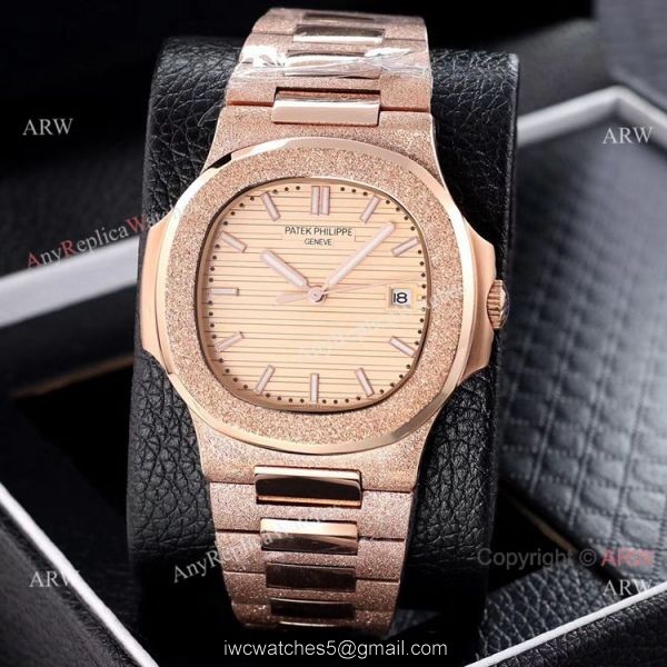 Best Clone Patek Philippe Nautilus Frosted Rose Gold Watches 40mm Best Clone Patek Philippe Nautilus Frosted Rose Gold Watches 40mm