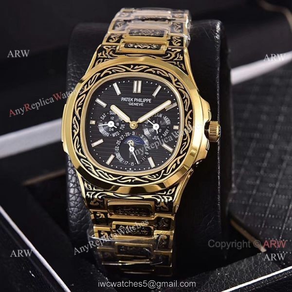 Knockoff Patek Philippe 5740 Nautilus Yellow Gold Engraving 40mm Knockoff Patek Philippe 5740 Nautilus Yellow Gold Engraving 40mm