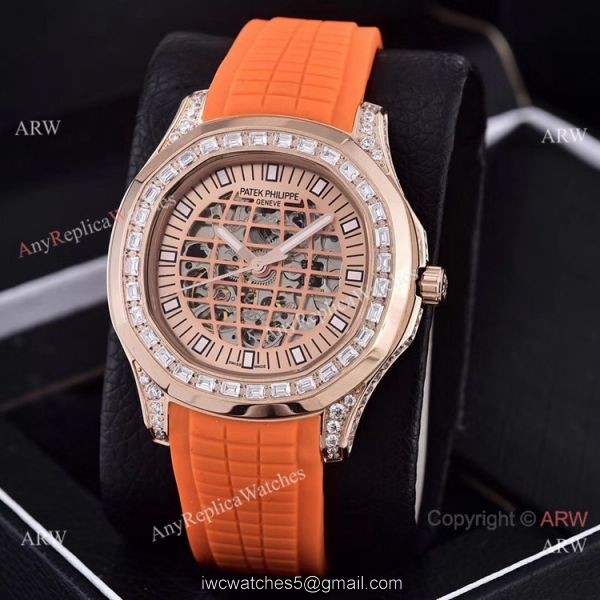 Replica Patek Philippe Aquanaut Diamond Watches Hollow Dial Rose Gold Replica Patek Philippe Aquanaut Diamond Watches Hollow Dial Rose Gold