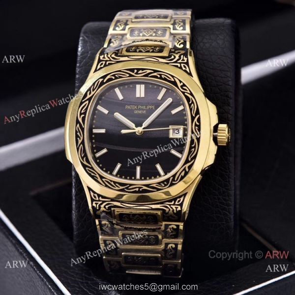 Clone Patek Philippe Nautilus Gold Tattoo Wrist Malachite Green Dial Clone Patek Philippe Nautilus Gold Tattoo Wrist Malachite Green Dial
