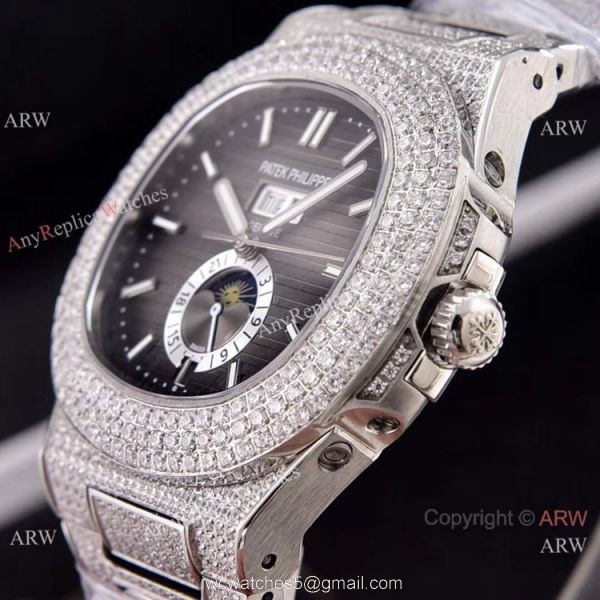 Patek Philippe Annual Calendar Full Diamonds Watches Gray Gradient Face 41mm Patek Philippe Annual Calendar Full Diamonds Watches Gray Gradient Face 41mm