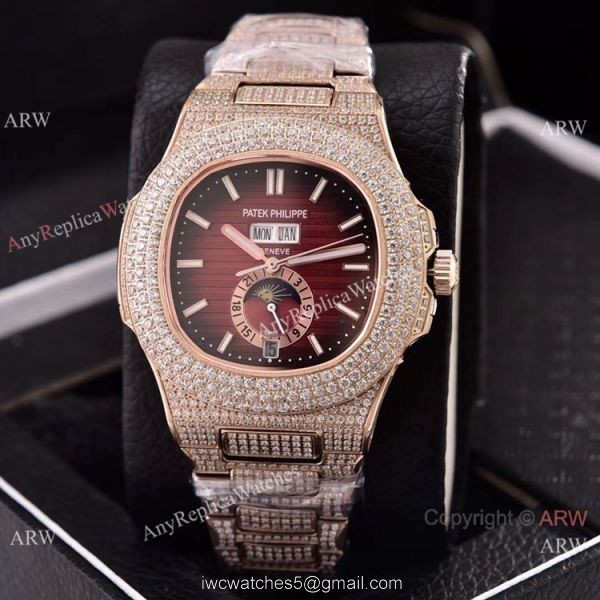 Patek Philippe Annual Calendar Copy Watches Iced Out Rose Gold Case Patek Philippe Annual Calendar Copy Watches Iced Out Rose Gold Case