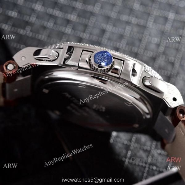 Japan Grade Patek Philippe Nautilus Diamonds Watches Gray Leather Strap Japan Grade Patek Philippe Nautilus Diamonds Watches Gray Leather Strap
