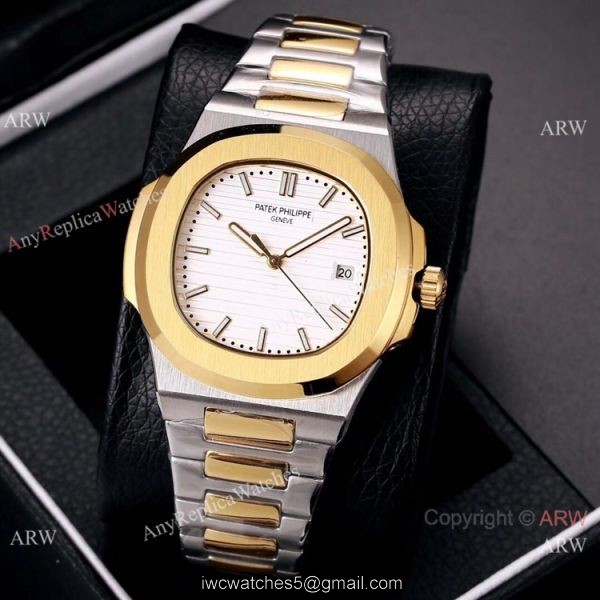 Knockoff Patek Philippe Nautilus 40mm Watches Two Tone Gray Dial Knockoff Patek Philippe Nautilus 40mm Watches Two Tone Gray Dial
