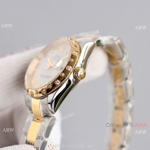 Swiss AAA Replica Rolex Datejust Gold Oyster Watch 31mm White MOP Dial Swiss AAA Replica Rolex Datejust Gold Oyster Watch 31mm White MOP Dial