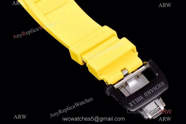 KV Factory Richard Mille RM-011 Yellow Storm Flyback Chronograph Watch Carbon NTPT Yellow Rubber Strap KV Factory Richard Mille RM-011 Yellow Storm Flyback Chronograph Watch Carbon NTPT Yellow Rubber Strap