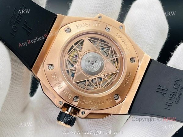 Replica Hublot Big Bang Watch Hublot Sang Bleu 45mm Rose Gold Blue Rubber Straps Replica Hublot Big Bang Watch Hublot Sang Bleu 45mm Rose Gold Blue Rubber Straps