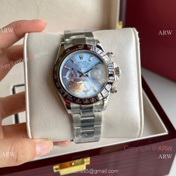 New Style Rolex Daytona Ice Blue Diamond Markers Watch 40mm New Style Rolex Daytona Ice Blue Diamond Markers Watch 40mm