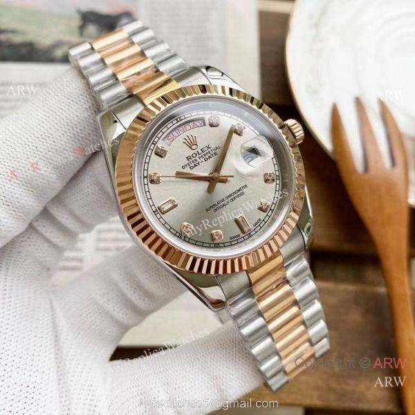 Replica Rolex Day Date 40mm Watches Two Tone Rose Gold New Dial Replica Rolex Day Date 40mm Watches Two Tone Rose Gold New Dial