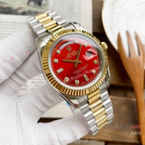 Replica Rolex Day-Date 40mm Watches Two Tone Black Diamond Face Replica Rolex Day-Date 40mm Watches Two Tone Black Diamond Face