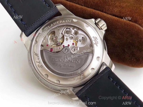 ZF Factory Swiss Replica Blancpain Fifty Fathoms Watch Blue Dial Leather Strap ZF Factory Swiss Replica Blancpain Fifty Fathoms Watch Blue Dial Leather Strap