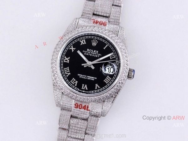 Fully Iced Out Rolex Watch For Mens Rolex Datejust 126334 Black Dial Roman Numerals Replica Fully Iced Out Rolex Watch For Mens Rolex Datejust 126334 Black Dial Roman Numerals Replica