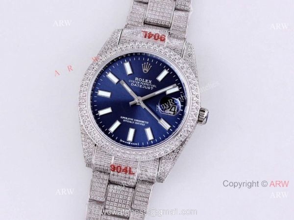 Full Diamond Rolex Datejust 41 Blue Dial Rolex 126334 High Quality Replica Watch Full Diamond Rolex Datejust 41 Blue Dial Rolex 126334 High Quality Replica Watch