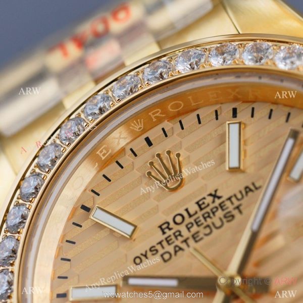 Swiss Quality Copy Rolex Datejust 41mm Watch All Gold Diamond Bezel Motif Dial Swiss Quality Copy Rolex Datejust 41mm Watch All Gold Diamond Bezel Motif Dial