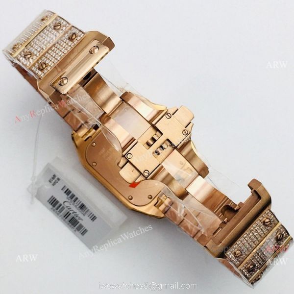 Best Copy Cartier Santos 100 Diamond Watch White Dial With Roman Markers Best Copy Cartier Santos 100 Diamond Watch White Dial With Roman Markers