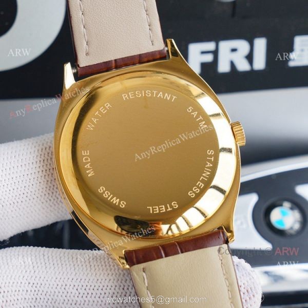 Yellow Gold Rolex Cellini Black Dial Brown Leather Strap Replica Watch Yellow Gold Rolex Cellini Black Dial Brown Leather Strap Replica Watch