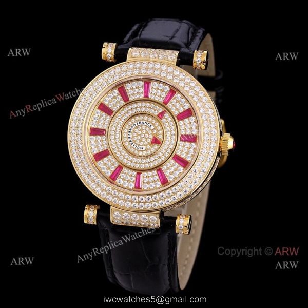 Iced Out Franck Muller Double Mystery Blue Leather Strap High Copy Watch Iced Out Franck Muller Double Mystery Blue Leather Strap High Copy Watch