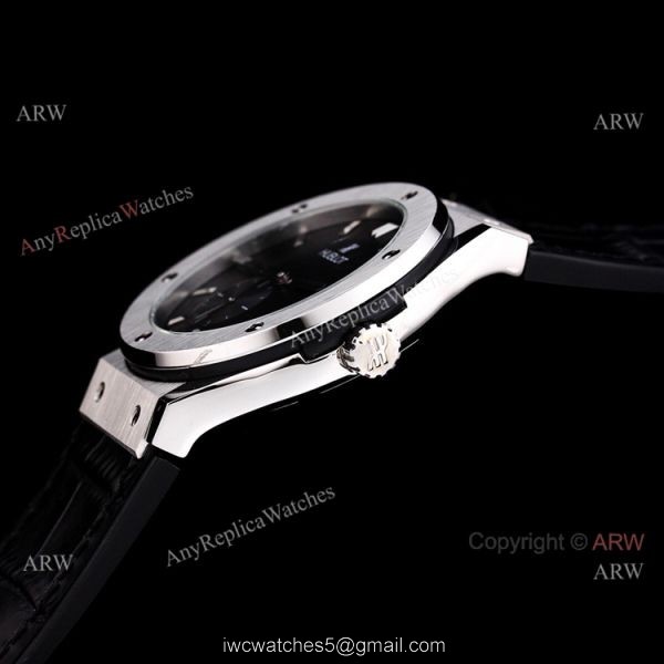 Mens Hublot Classic Fusion 42mm Black Dial Black Leather Strap Watch Replica Mens Hublot Classic Fusion 42mm Black Dial Black Leather Strap Watch Replica