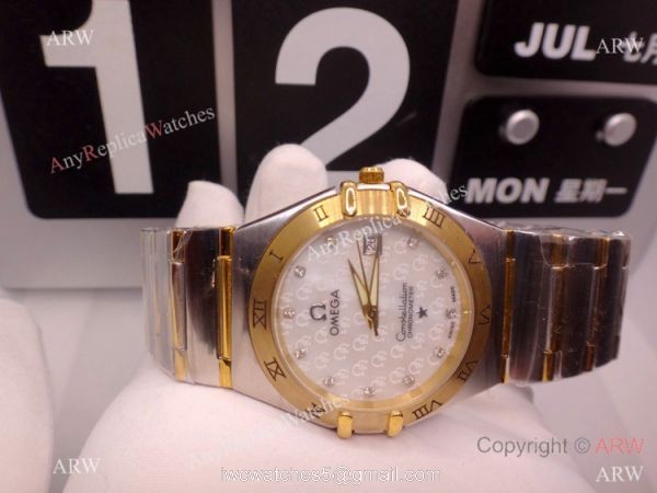 Copy Omega Constellation Two Tone White MOP Dial Watch Men Copy Omega Constellation Two Tone White MOP Dial Watch Men