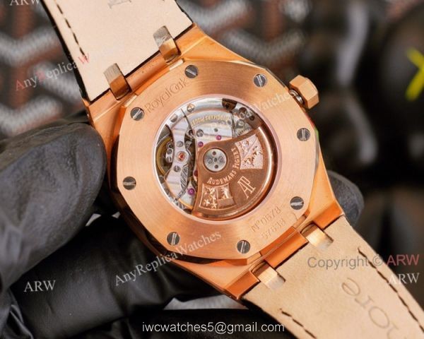 High End Replica Audemars Piguet Royal Oak Rose Gold Grey Dial Automatic Watch With Diamonds Black Leather Strap High End Replica Audemars Piguet Royal Oak Rose Gold Grey Dial Automatic Watch With Diamonds Black Leather Strap