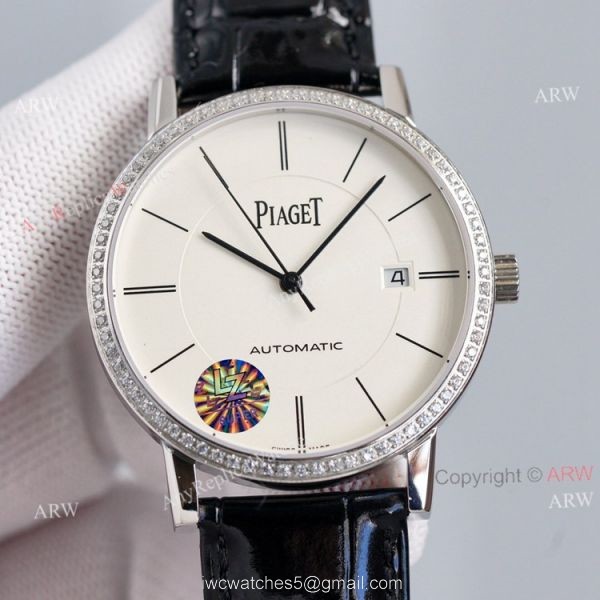 Asia 2824 Piaget Altiplano Black Dial Black Leather Strap Knockoff Watch With Diamond Bezel Asia 2824 Piaget Altiplano Black Dial Black Leather Strap Knockoff Watch With Diamond Bezel